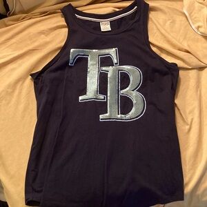 💙Tampa Bay TB Victoria's Secret PINK Navy Tank Top with Silver Sequins 
Sz M